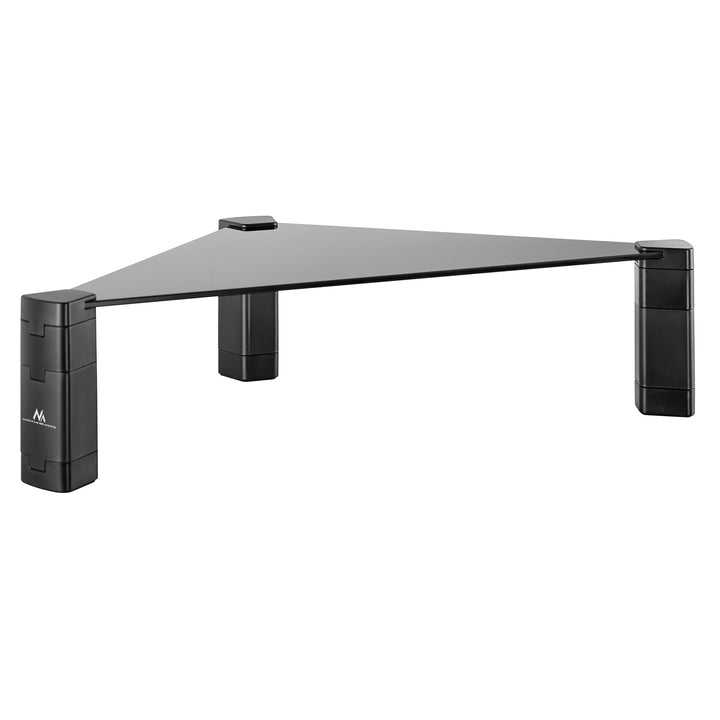 Maclean MC-935 Supporto triangolare per monitorcon regolazione in altezza fino a 20 kg Alzacomputer Rialzo Superficie vetro temperato