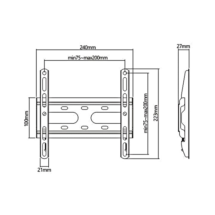 Maclean MC-937 Supporto TV  SLIM  economico , max VESA 200x200, 23-42", 45kg, nero,