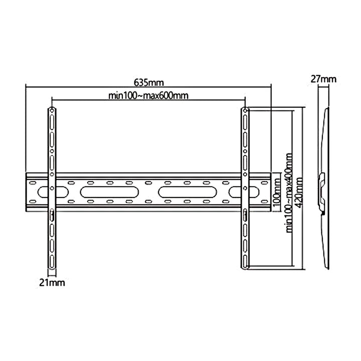 Maclean MC-939 Supporto SLIM economico per TV LCD e LED max vesa 600x400, 37-70", 45kg, nero,