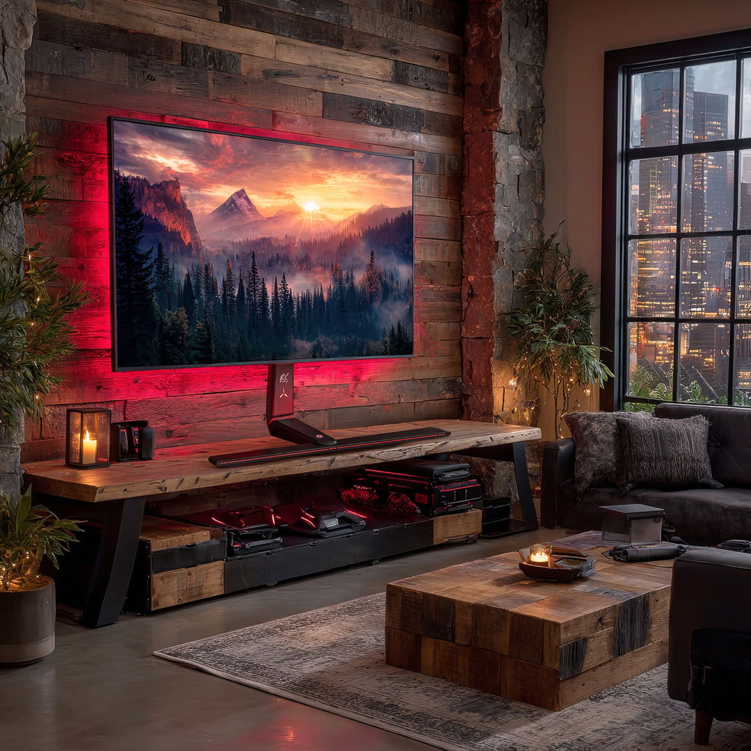 NanoRS RS167 Supporto Gaming  per monitor, Regolabile in altezza, RGB LED, 32-55", max VESA 400x400, max. 40kg, Free-standing