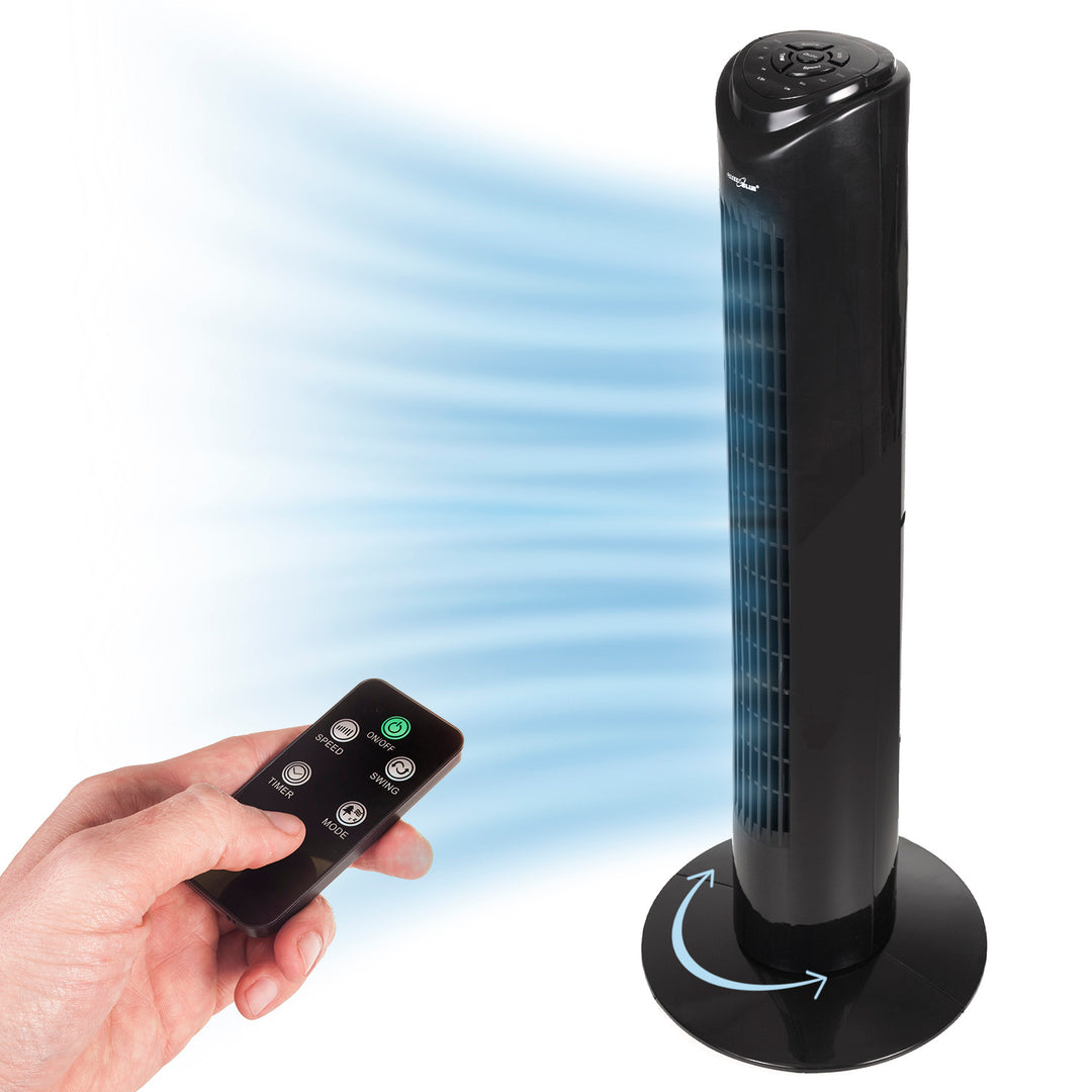 Ventilatore a colonna con telecomando, 3 modalità, 3 velocità, oscillazione 80°, 45W, timer, altezza 82 cm GB645