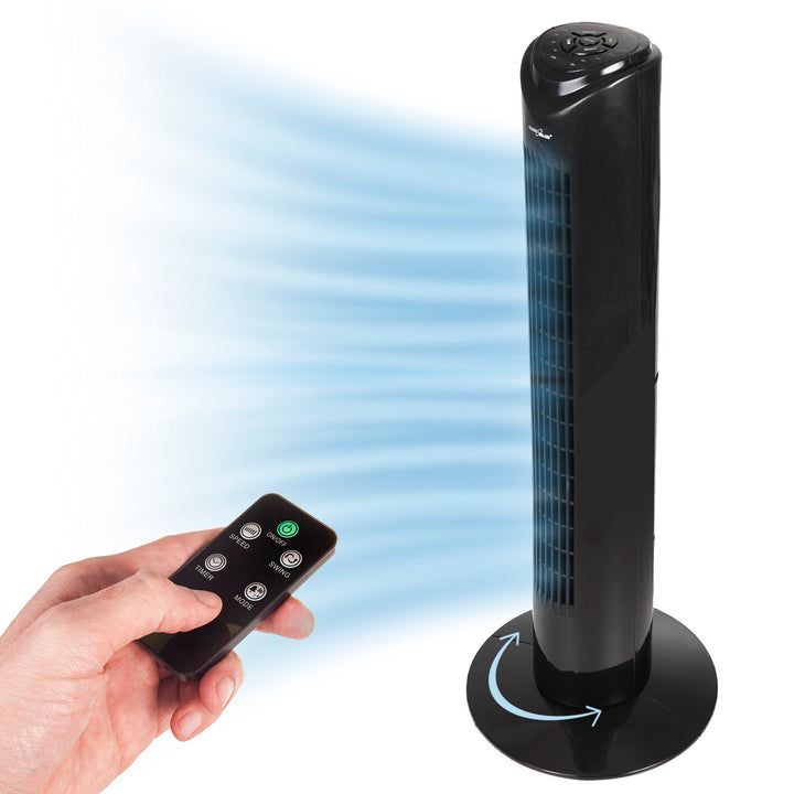 Ventilatore a colonna con telecomando, 3 modalità, 3 velocità, oscillazione 80°, 45W, timer, altezza 82 cm GB645