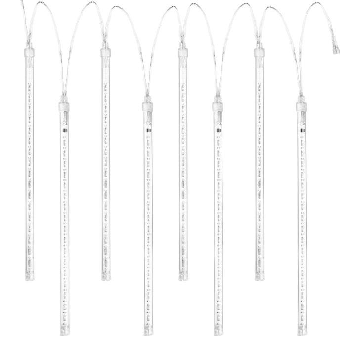 Maclean MCE411 Luci Led Solari 2,4 m, 144 LED,Modalità Ghiaccioli cadenti Batteria Li 800mAh