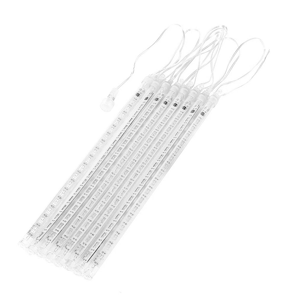 Maclean MCE411 Luci Led Solari 2,4 m, 144 LED,Modalità Ghiaccioli cadenti Batteria Li 800mAh