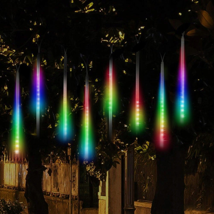 Maclean MCE411 Luci Led Solari 2,4 m, 144 LED,Modalità Ghiaccioli cadenti Batteria Li 800mAh