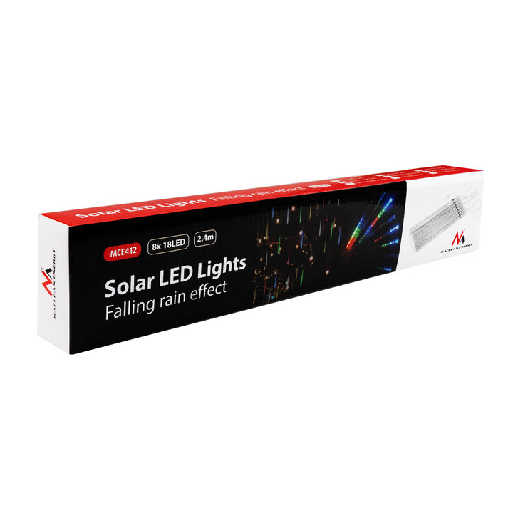 Maclean MCE411 Luci Led Solari 2,4 m, 144 LED,Modalità Ghiaccioli cadenti Batteria Li 800mAh