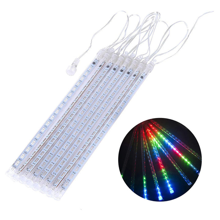 Maclean MCE411 Luci Led Solari 2,4 m, 144 LED,Modalità Ghiaccioli cadenti Batteria Li 800mAh