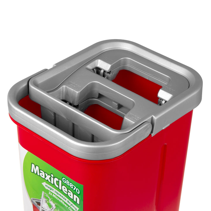 GreenBlue Set mop piatto MaxiClean con secchio di pulizia 2 in 1 Set mop da 5,7 l tergipavimento pulisci mop sistema di pulizia testa del mocio ruotabile a 360° (set mop piatto e secchio + 2x panni di ricambio)