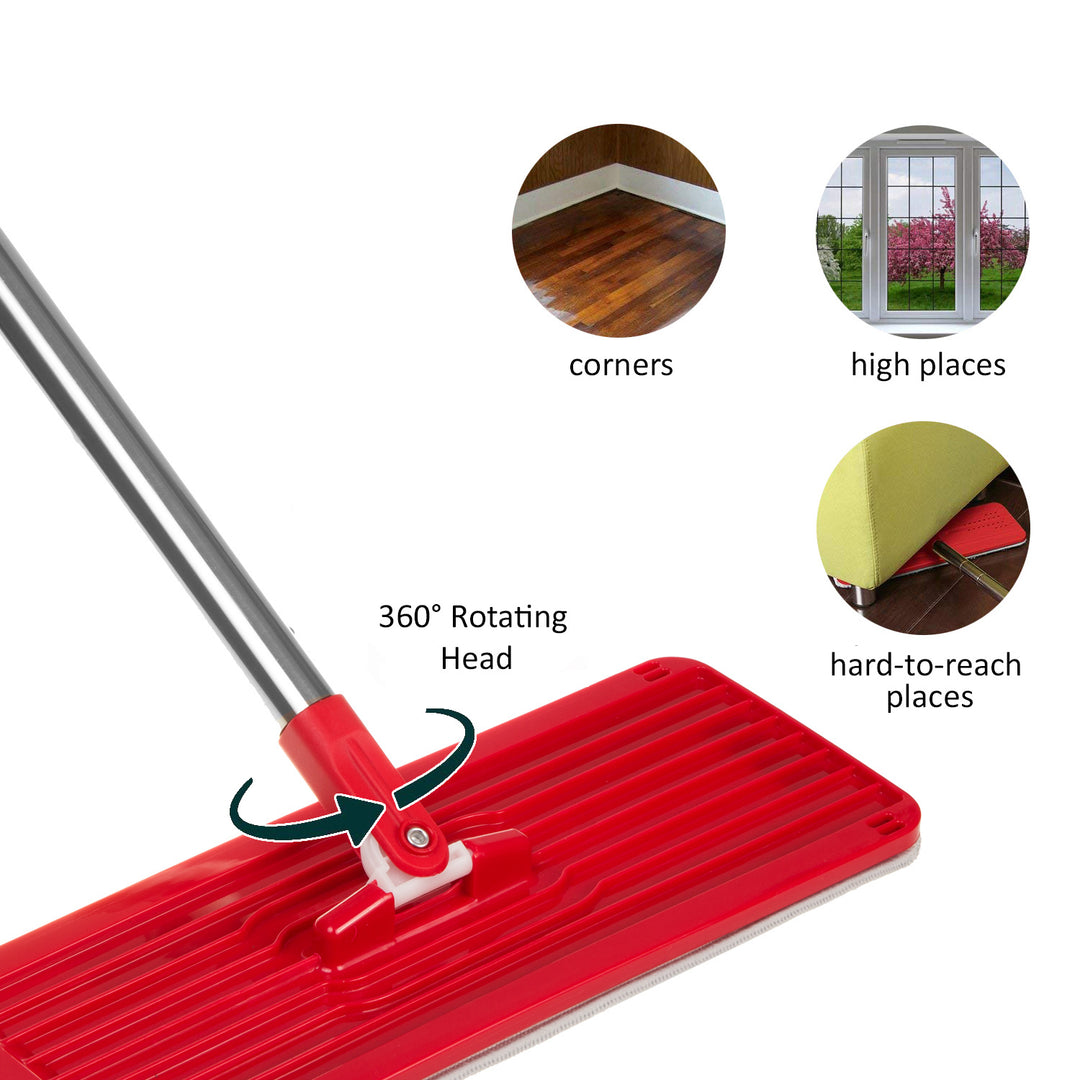 GreenBlue Set mop piatto MaxiClean con secchio di pulizia 2 in 1 Set mop da 5,7 l tergipavimento pulisci mop sistema di pulizia testa del mocio ruotabile a 360° (set mop piatto e secchio + 2x panni di ricambio)