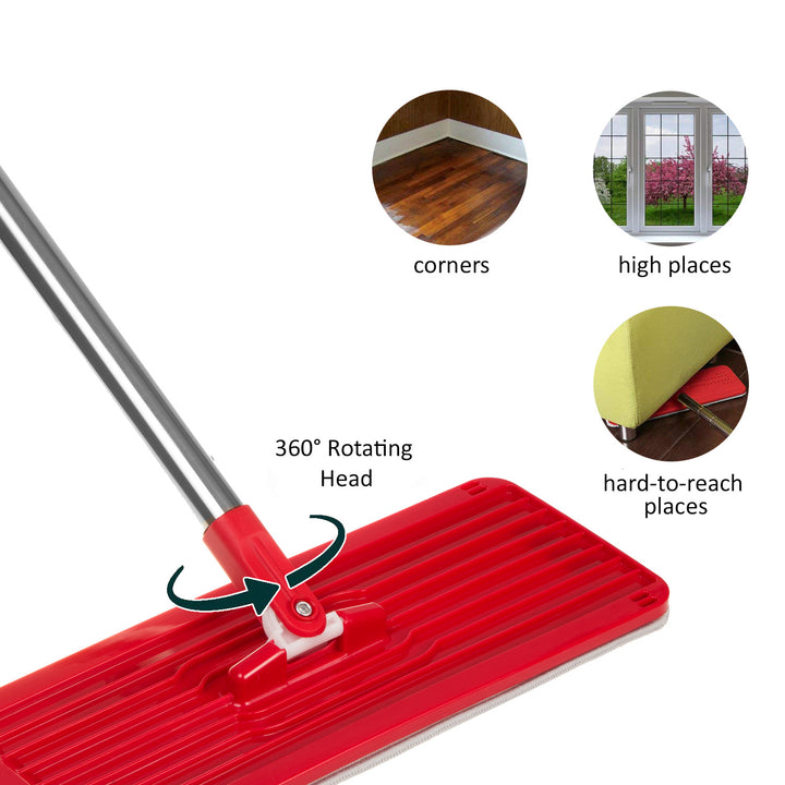 GreenBlue Set mop piatto MaxiClean con secchio di pulizia 2 in 1 Set mop da 5,7 l tergipavimento pulisci mop sistema di pulizia testa del mocio ruotabile a 360° (set mop piatto e secchio + 2x panni di ricambio)