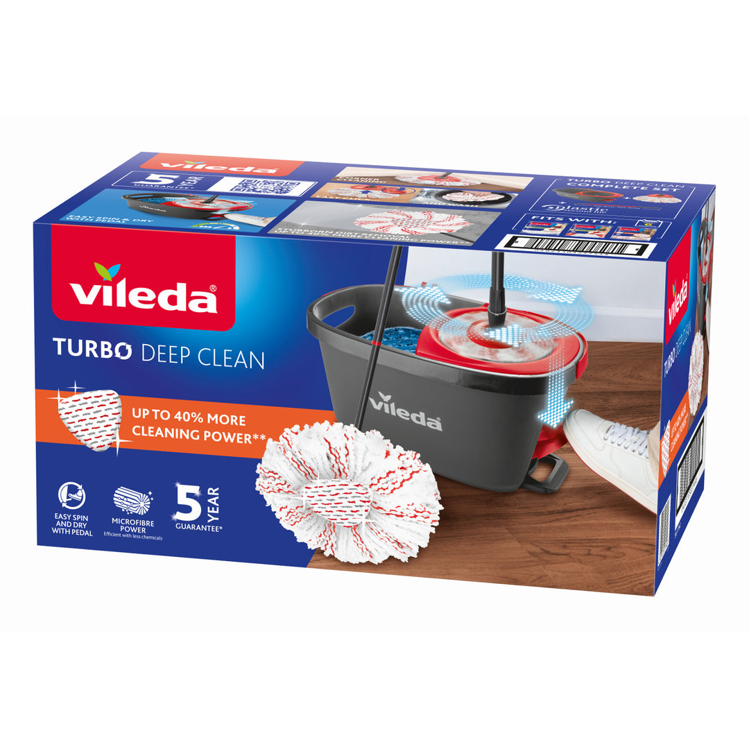 Set di mop rotante con manico e secchio Vileda Turbo Deep Clean