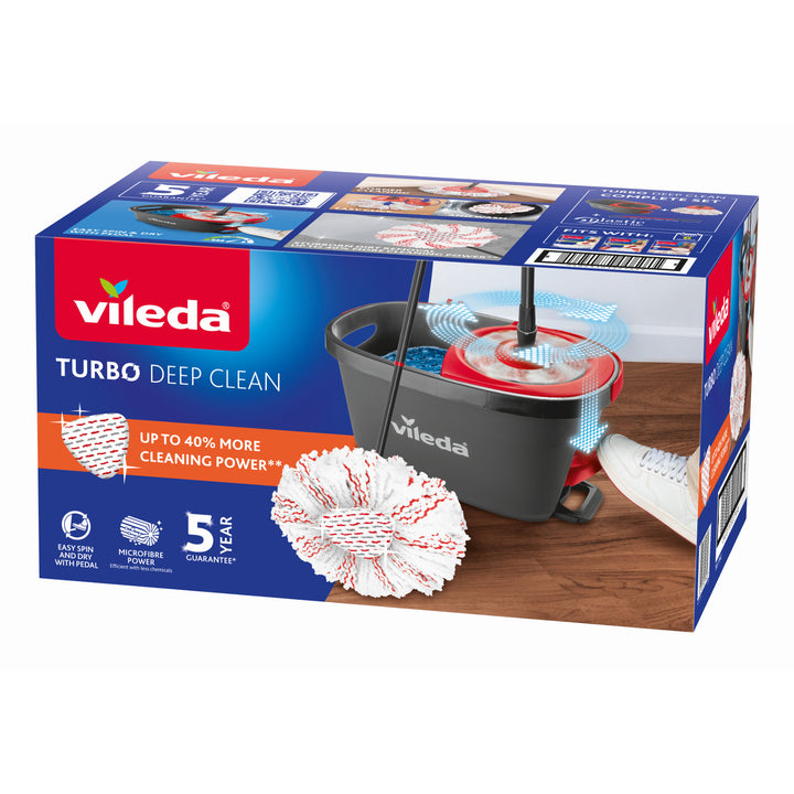Set di mop rotante con manico e secchio Vileda Turbo Deep Clean