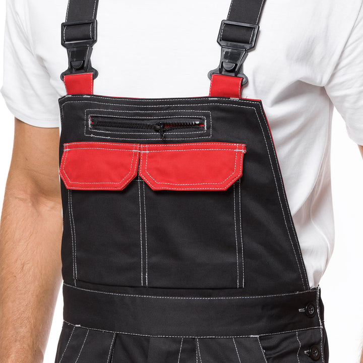 PANTALONE CON SALOPETTE HELIOS NERO E ROSSO Taglia 58 (108-113)