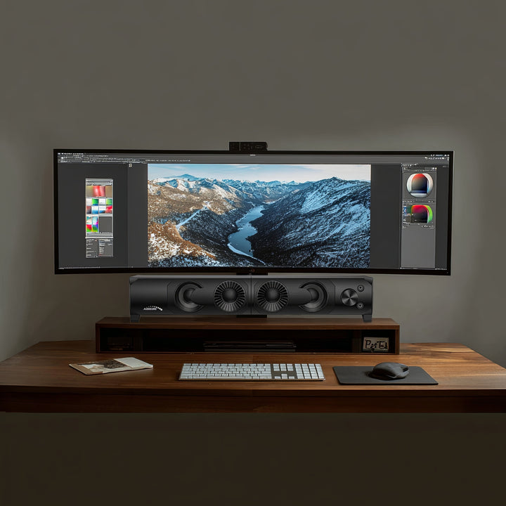 Audiocore AC955 2 in 1 altoparlante 2.0 per PC con funzione Soundbar RGB Retroilluminazione altoparlante stereo 2x3W RMS AUX 3.5 mm USB Alimentazione