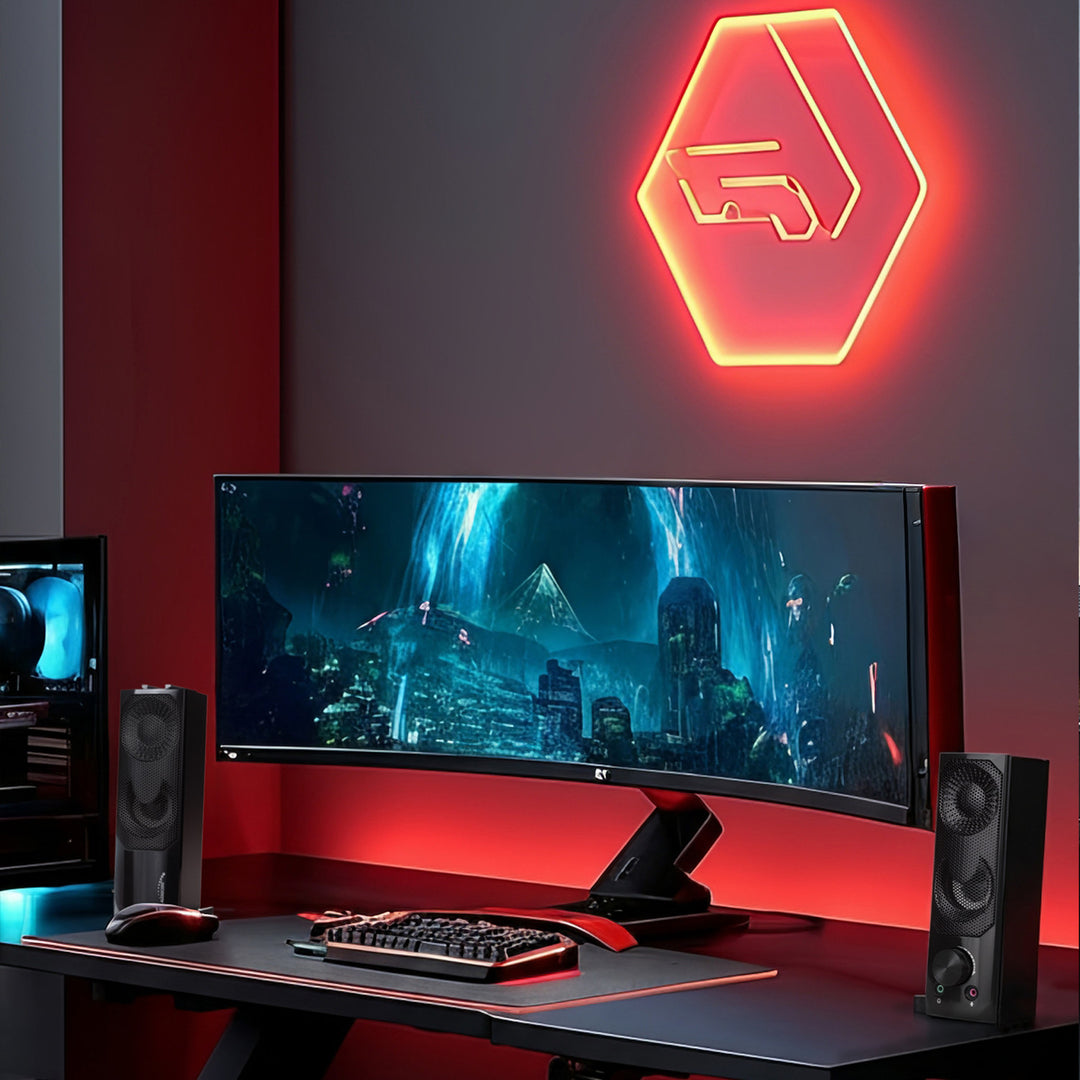 Audiocore AC955 2 in 1 altoparlante 2.0 per PC con funzione Soundbar RGB Retroilluminazione altoparlante stereo 2x3W RMS AUX 3.5 mm USB Alimentazione