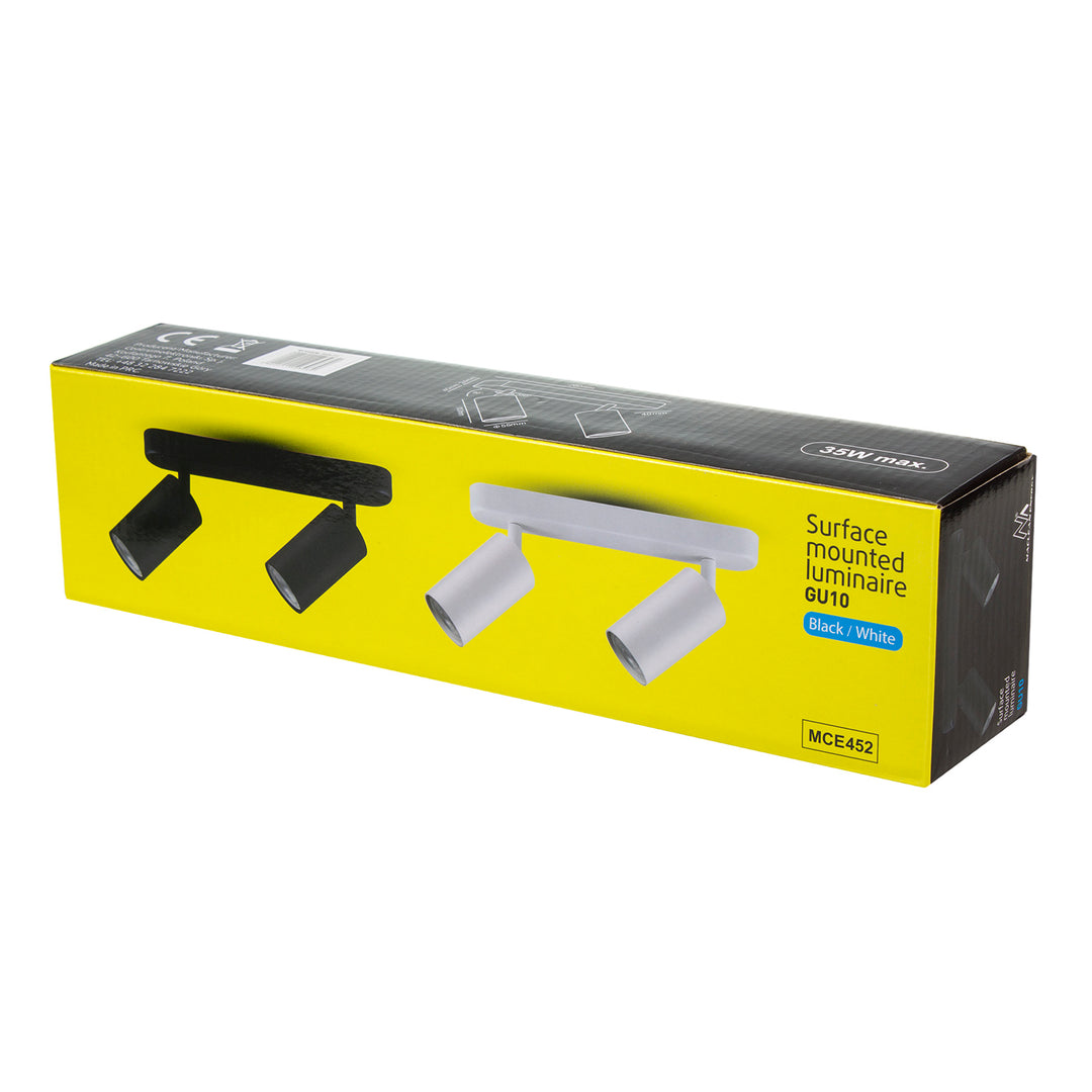 Maclean MCE452 B Lampada da soffitto/parete , spot, mobile, alluminio, 2xGU10, 55x100mm, nero opaco,