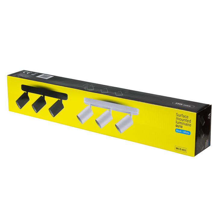 Maclean MCE453 B Lampada da soffitto/parete , spot, mobile, alluminio, 3xGU10, 55x100mm, nero opaco,