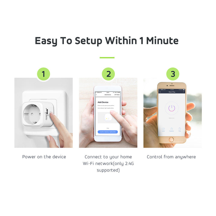 Presa Intelligente Smart WiFi compatibile con Google Home Google Assistant Alexa Siri Smart Home Switchable Socket Wifi 2.4Ghz
