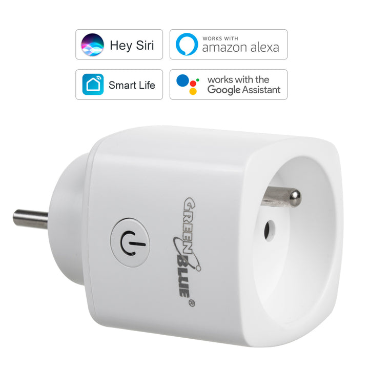 Presa telecomandata GreenBlue WiFi, Android/iOS/Alexa/Google Home, consumo energetico, timer, max. Energia, timer, max 3680W, tipo E, GB720 E