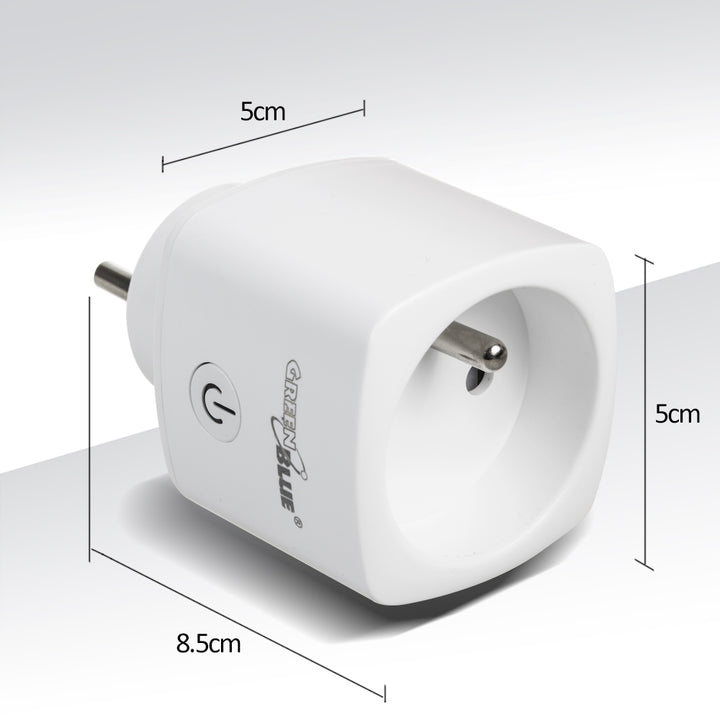 Presa telecomandata GreenBlue WiFi, Android/iOS/Alexa/Google Home, consumo energetico, timer, max. Energia, timer, max 3680W, tipo E, GB720 E