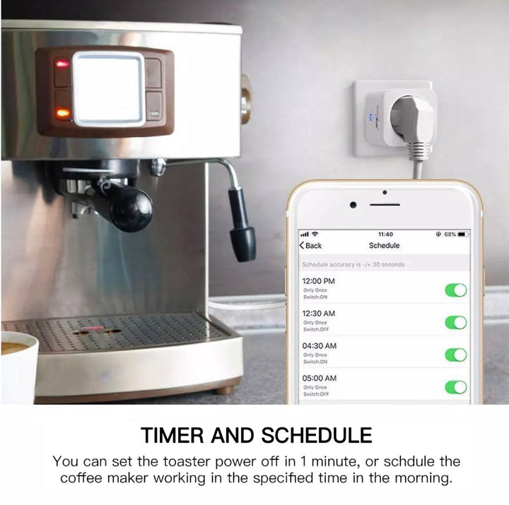 Presa telecomandata GreenBlue WiFi, Android/iOS/Alexa/Google Home, consumo energetico, timer, max. Energia, timer, max 3680W, tipo E, GB720 E
