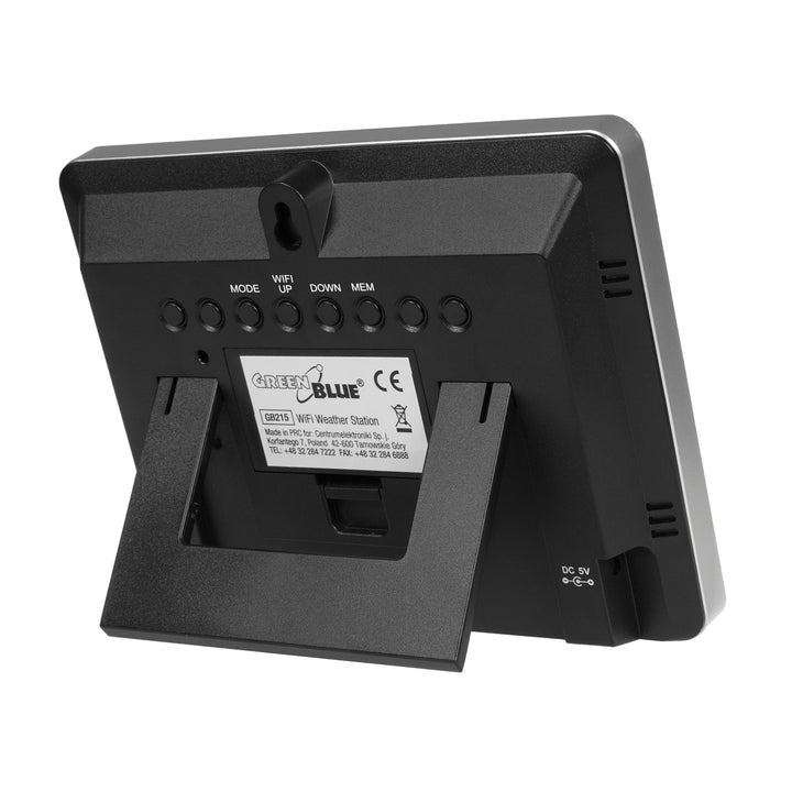 GreenBlue  GB215 Stazione meteo WiFi GreenBlue, compatibile con  Tuya Smart, sensore esterno, calendario, previsioni meteo, barometro