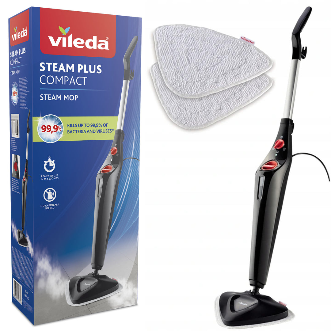 Mop a vapore Vileda Steam Plus Compact, potenza 1550 W, capacità del serbatoio 400 ml, 2 ricambi,
