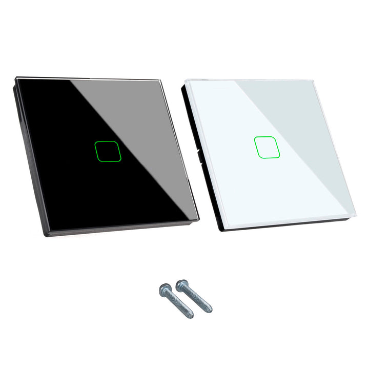 Maclean  MCE716W Interruttore Touch, singolo, compatibile con SMART, Tuya APP, vetro, bianco con illuminazione a pulsante singolo  quadrato, 86x86 mm