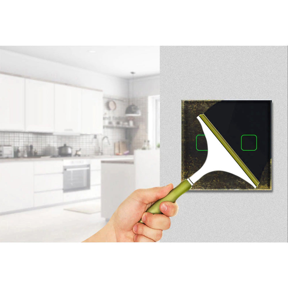 Maclean MCE717B Interruttore Touch luminoso, doppio, SMART, compatibile con Tuya APP, vetro, nero con illuminazione a pulsante doppio quadrato, 86x86 mm