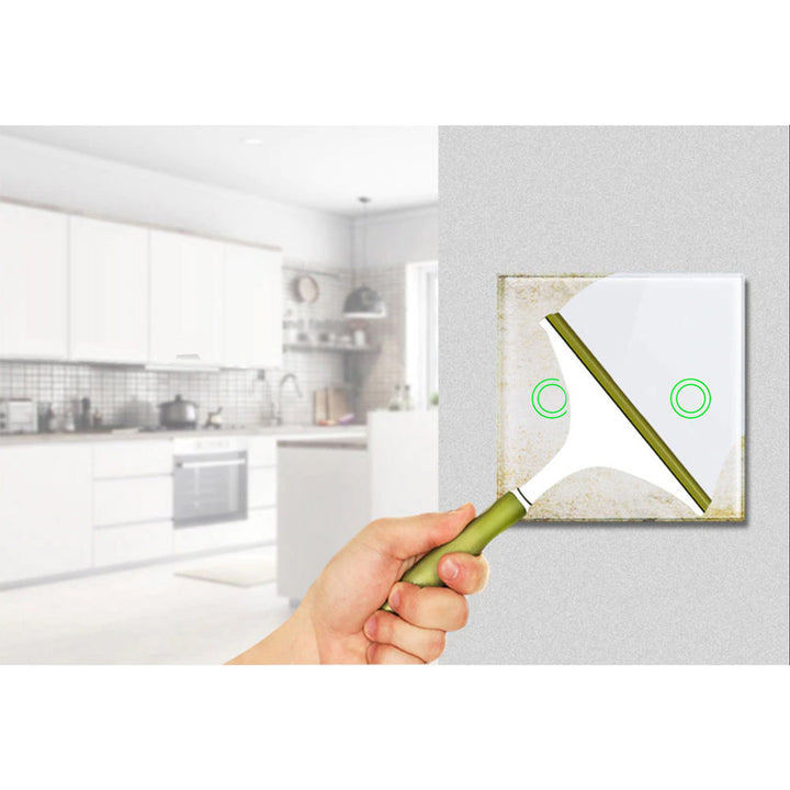 Maclean  MCE714W Interruttore Touch, compatibile con SMART, Tuya APP, vetro, bianco con illuminazione a pulsante doppio rotondo, 86x86 mm