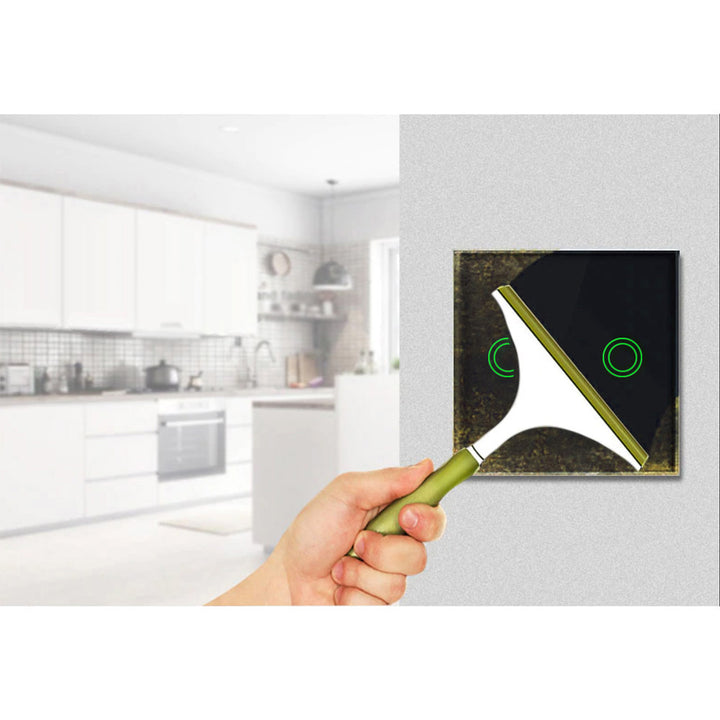 Maclean MCE714B Interruttore Touch, singolo, compatibile con SMART, Tuya APP, vetro, nerocon illuminazione a pulsante doppio rotondo, 86x86 mm