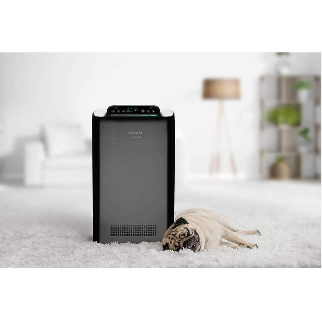 CONCEPT Purificatore d'aria Perfect Air SMART CA2000 320 m3 / h Filtrazione a 7 stadi HEPA-13 Filtro per la polvere Ionizzatore Filtro al carbonio 99,9% App mobile, nero