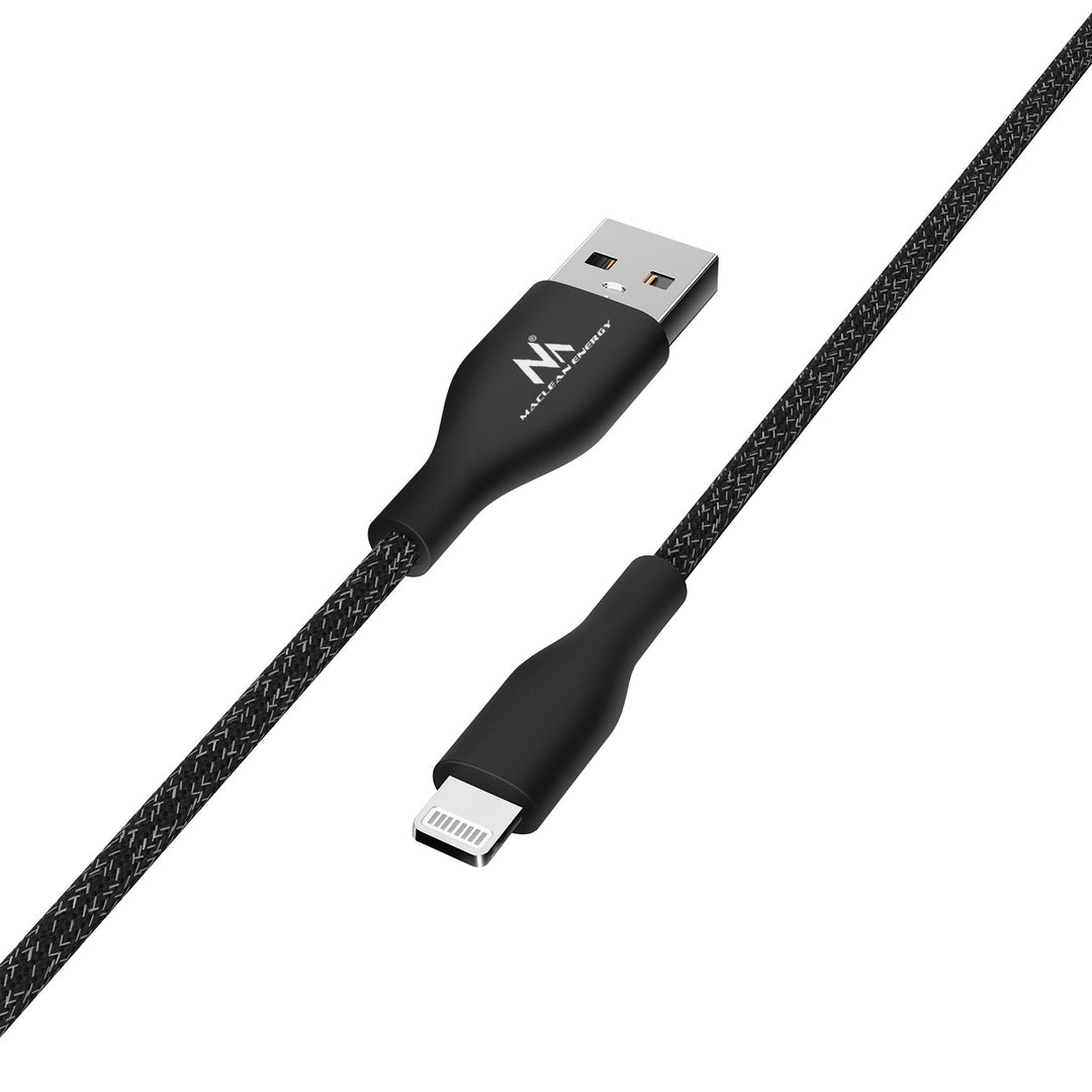 Maclean Energy MCE845B Cavo lightning  MFi (realizzato per iPhone / iPod / iPad) che supporta la ricarica rapida 2,4A nero lunghezza 1m 5V/2,4A - trasferimento dati