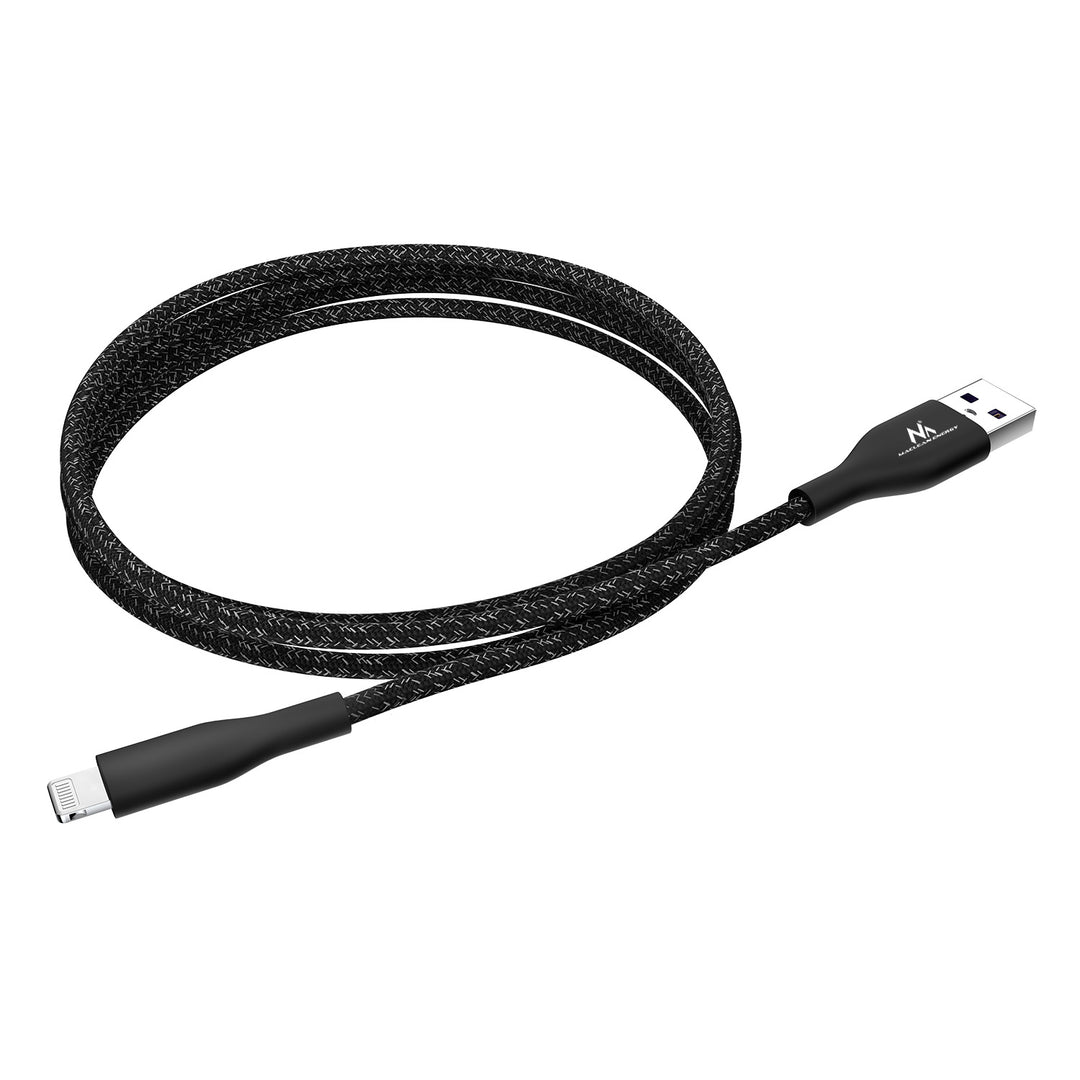 Maclean Energy MCE845B Cavo lightning  MFi (realizzato per iPhone / iPod / iPad) che supporta la ricarica rapida 2,4A nero lunghezza 1m 5V/2,4A - trasferimento dati