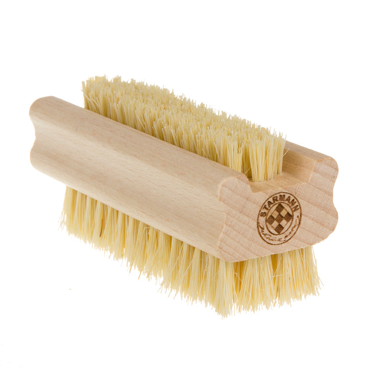 STARMANN Spazzola di legno per la pulizia delle mani e delle unghie + tampico (agave)