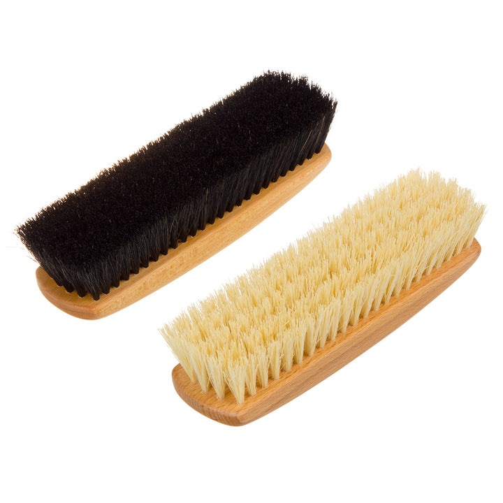 Set di 2 spazzole per scarpe in legno di faggio per la pulizia delle scarpe 1x fibra di tampico 1x  in crine di cavallo Set di spazzole per lucidare le scarpe