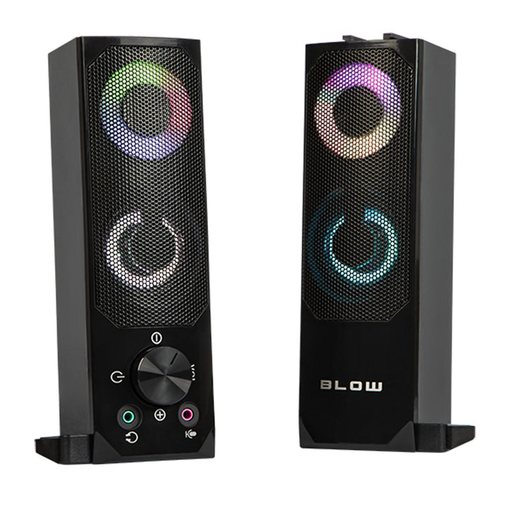 Altoparlante Bluetooth 2 in 1 Altoparlante PC 2.0 con funzione soundbar Retroilluminazione LED RGB Altoparlante stereo 2x3W RMS 2x2" AUX Alimentatore USB da 3,5 mm