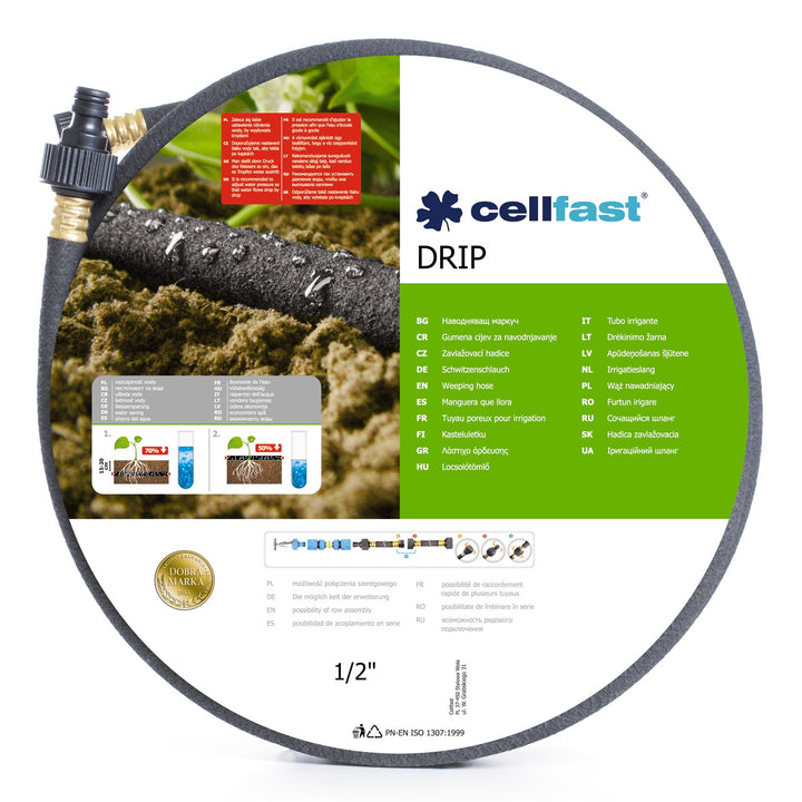 Cellfast Drip Tubo flessibile di irrigazione. Irigazione economica e precisa (1/2" 22.5m)