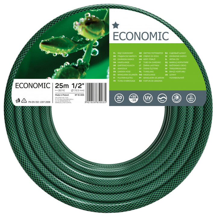 Cellfast economic 1/2" 25m tubo da giardino a 3 strati resistente alle radiazioni UV e alla deposizione di alghe