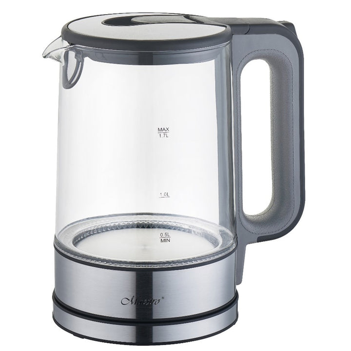 Maestro MR-053 Bollitore elettrico in vetro con luce interna 1.7L Base a 360 gradi Spegnimento automatico Filtro anticalcare Indicatore del livello dell'acqua 220-240V, ~50Hz, 2200W