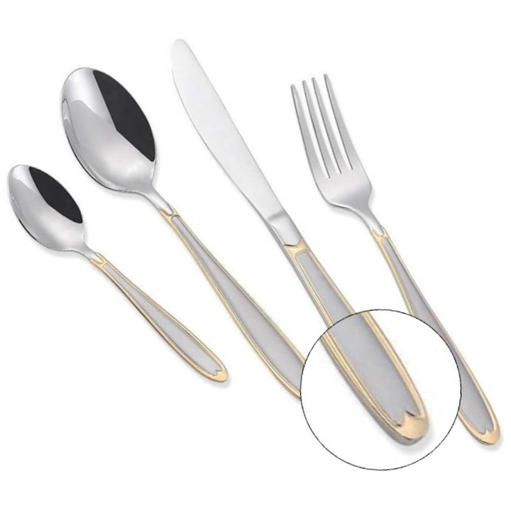 Maestro Set di posate 24 pezzi per 6 persone in acciaio inossidabile 18/10 Inclusi Coltello Forchetta Cucchiaio Posate da tavola Argento/Oro