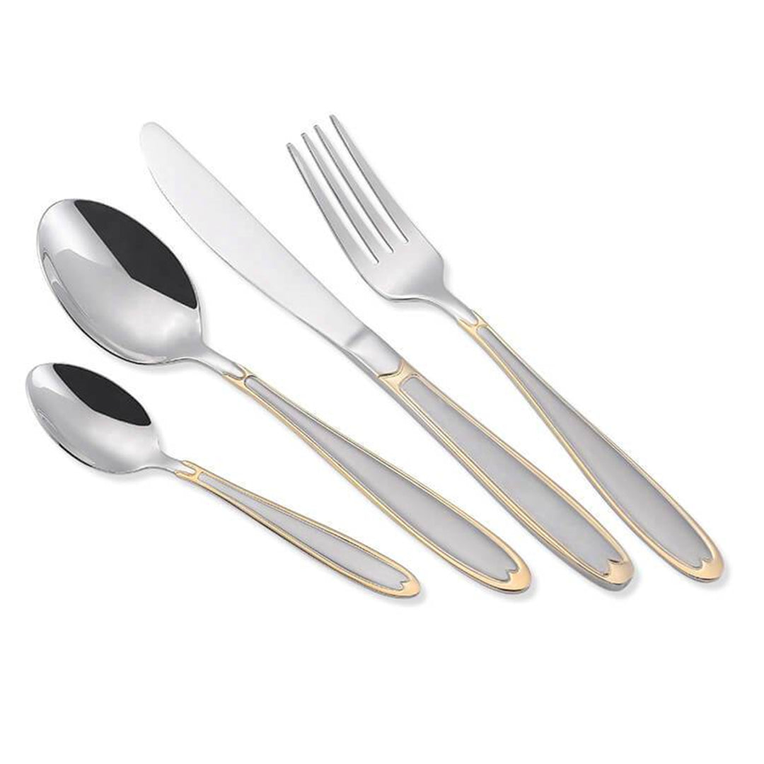 Maestro Set di posate 24 pezzi per 6 persone in acciaio inossidabile 18/10 Inclusi Coltello Forchetta Cucchiaio Posate da tavola Argento/Oro