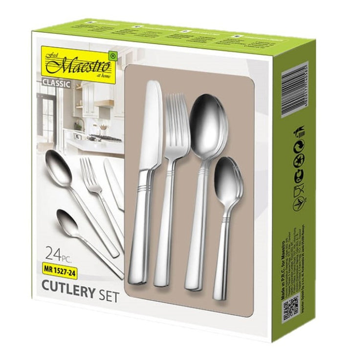 Maestro MR-1527-24Set di posate 24 pezzi per 6 persone in acciaio inox posate set coltello forchetta cucchiaio tavolo posate argento