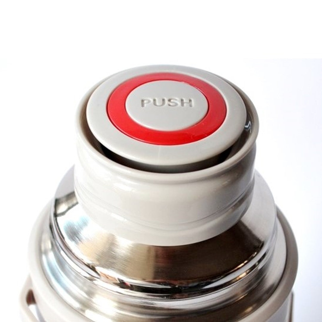 Bottiglia isolante Thermos 1L con tazza da 350ml Chiusura ermetica cinghia di trasporto di 110 cm Materiale acciaio inossidabile 304 + plastica per bevande calde o fredde (verde)