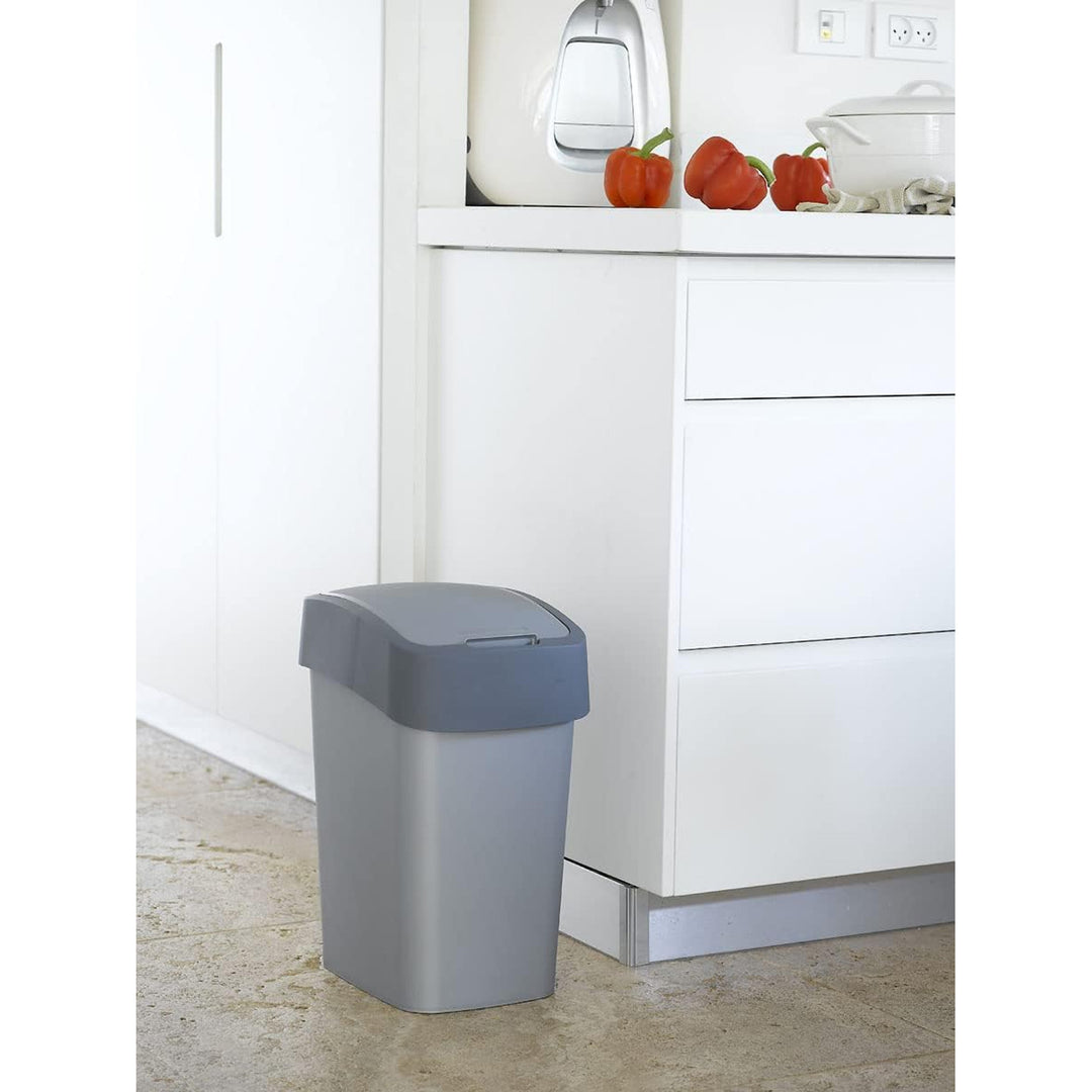 Cestino Cuver, per la raccolta differenziata, con coperchio, grigio, telaio argento, 25L, Flip Bin