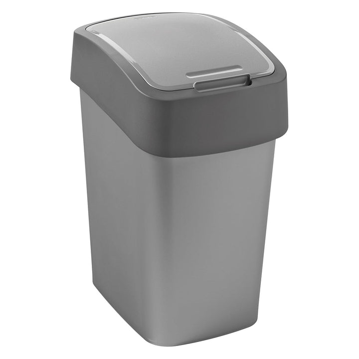 Cestino Cuver, per la raccolta differenziata, con coperchio, grigio, telaio argento, 25L, Flip Bin