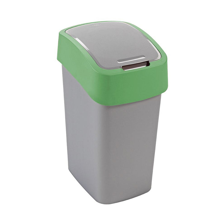 Cestino Cuver, per la raccolta differenziata, con coperchio, grigio, telaio verde, 25L, Flip Bin