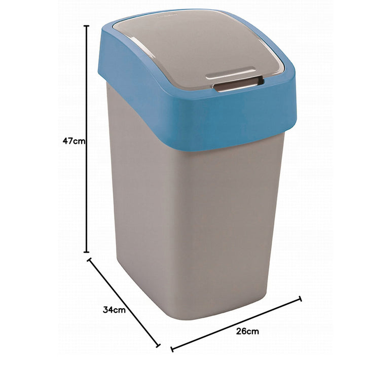 Cestino Cuver, per la raccolta differenziata, con coperchio, grigio, telaio blu, 25L, Flip Bin