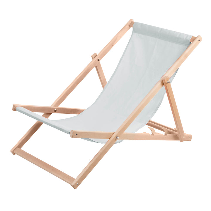 Comodo lettino Sedia a sdraio in legno in colore cenere chiaro, ideale per la spiaggia, il balcone, la terrazza