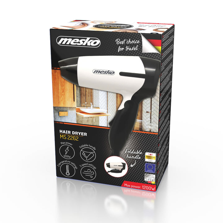 Mesko MS 2262 Asciugatrice da viaggio con manico pieghevole 1000W